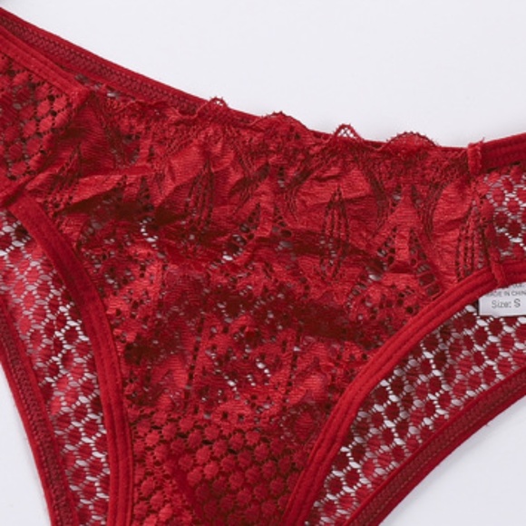 3/$15 Sexy Red Floral Lace Bikini Panties Underwear Semi sheer Low Waist Mesh - Picture 11 of 13